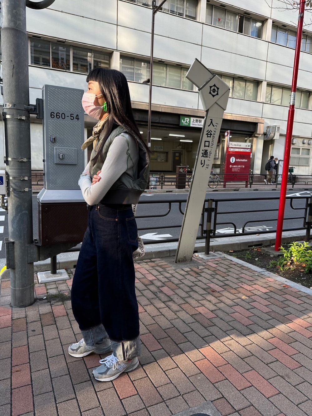 「お洒落さんとつながりたい、ootd、autumn、HYKE、SETTO、New Balance」｜「UNITED ARROWSのアイテム（その他トップス、グリーン系）」を使った、yiitii さん（レディース・160cm）の冬コーディネートの1枚目の写真