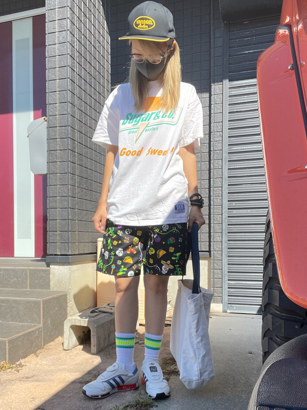 「アメカジ、アメカジコーデ、アメカジ女子部、マイクロぺーサー、稲妻特派員」｜「VANSONのアイテム（キャップ、ブラック系）」を使った、AyamiyakEさん（レディース・158cm）の秋コーディネートの1枚目の写真