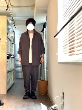「HYKE」｜「アイテム（セットアップ）」を使った、k@zuさん（メンズ・165cm）の春コーディネート
