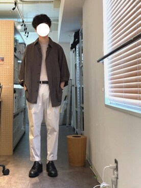 「カーキ×ホワイト」｜k@zuさん（メンズ・165cm）の夏コーディネート