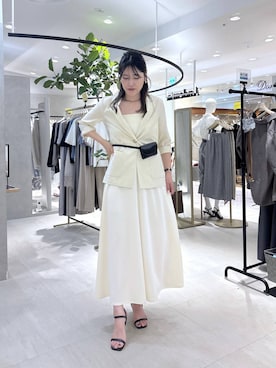 「Andemiu（アンデミュウ）のセパレートヒールサンダル664225（サンダル、ブラック系）」を使った、hanaka.さん（レディース・171cm）の夏コーディネート