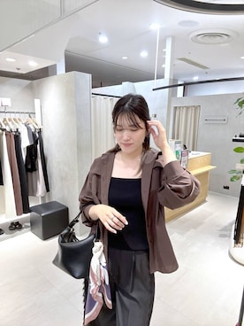 「Andemiu（アンデミュウ）のレースラインストレートパンツ/1017851（スラックス、ブラック系）」を使った、hanaka.さん（レディース・171cm）の夏コーディネート