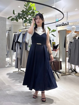 「Andemiu（アンデミュウ）のキリカエレースキャミワンピース（ワンピース、ブルー系）」を使った、hanaka.さん（レディース・171cm）の夏コーディネート