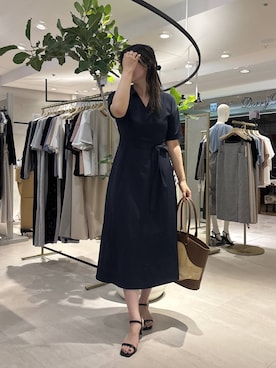 「Andemiu（アンデミュウ）の雑材バケツトートバッグ656273（トートバッグ、ブラウン系）」を使った、hanaka.さん（レディース・171cm）の春コーディネート