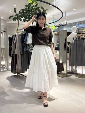 「Andemiu（アンデミュウ）のキャンバズフラップバッグ656272（トートバッグ、ブラック系）」を使った、hanaka.さん（レディース・171cm）の春コーディネート