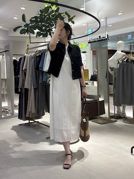 「Andemiu（アンデミュウ）のレースノースリーブワンピース656244（ワンピース、ホワイト系）」を使った、hanaka.さん（レディース・171cm）の春コーディネート