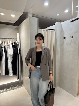 「Andemiu（アンデミュウ）のスティックバックルホソベルト319536（ベルト、ブラック系）」を使った、hanaka.さん（レディース・171cm）の春コーディネート