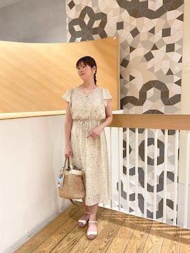 「GU（ジーユー）のアイテム（ワンピース）」を使った、北澤 希世子さん（レディース・165cm）の夏コーディネート