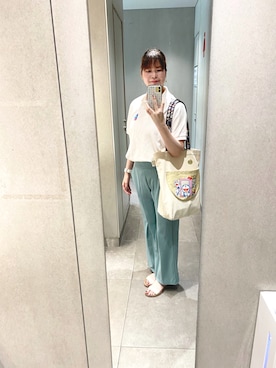 「アイテム（ポロシャツ）」を使った、北澤 希世子さん（レディース・165cm）の秋コーディネート