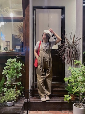 「休闲」｜「アイテム（サロペット/オーバーオール）」を使った、kakayileeさん（レディース・163cm）の夏コーディネート