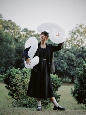 「基础款」｜「アイテム（ジャンパースカート）」を使った、kakayileeさん（レディース・163cm）の秋コーディネート