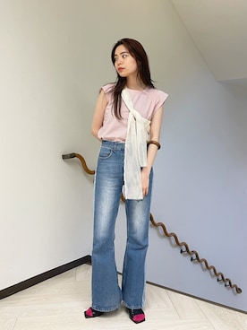 「アイテム（バングル/リストバンド、ブラウン系）」を使った、mayukoさん（レディース・158cm）の夏コーディネート
