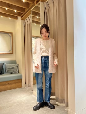 「リブニット」｜「アイテム（パンツ）」を使った、mayukoさん（レディース・158cm）の秋コーディネート