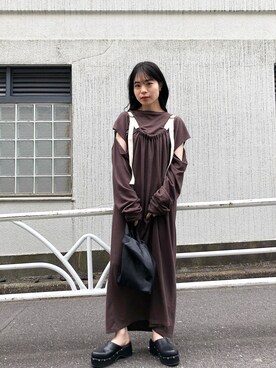 「スリット」｜「アイテム（スリッポン）」を使った、mayukoさん（レディース・158cm）の冬コーディネート