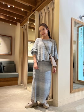「秋先取りコーデ」｜「アイテム（ニット/セーター）」を使った、mayukoさん（レディース・158cm）の秋コーディネート