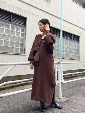 「Kastane（カスタネ）の【SETアイテム】クロップドカーディガン×ワンピースSET（ワンピース）」を使った、mayukoさん（レディース・158cm）の秋コーディネート