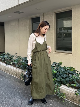 「ミリタリーコーデ」｜「アイテム（ワンピース/ドレス）」を使った、mayukoさん（レディース・158cm）の秋コーディネート
