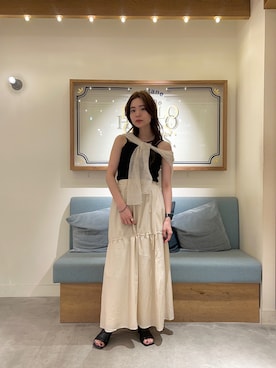 「Kastane（カスタネ）の【新色追加】カップ付ストレッチコットン紐キャミ（キャミソール）」を使った、mayukoさん（レディース・158cm）の夏コーディネート