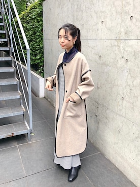 「Kastane（カスタネ）のアイテム（ノーカラーコート）」を使った、mayukoさん（レディース・158cm）の夏コーディネート