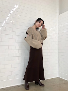 「ワントーンスタイル」｜mayukoさん（レディース・158cm）の冬コーディネート