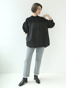 「Simplicite（サンプリシテ）のアイテム（ブーツ）」を使った、staff.sさん（レディース・165cm）の秋コーディネート