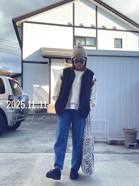 「アイテム（ニットキャップ/ビーニー）」を使った、tsupiさん（レディース・152cm・30代）の秋コーディネート