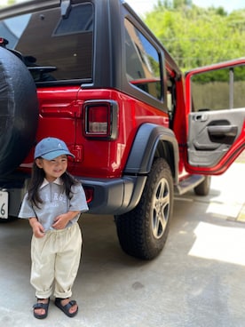 「KANGOL（カンゴール）のアイテム（キャップ）」を使った、syuioさん（キッズ・80cm）の夏コーディネート