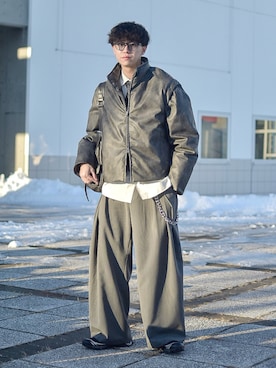 「アイテム（ウォレットチェーン）」を使った、たいがさん（メンズ・172cm）の冬コーディネート