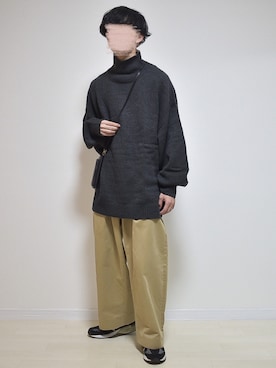 「STUDIO NICHOLSON（スタジオニコルソン）の【STUDIO NICHOLSON】 PEACHED COTTON VOLUME PLEAT PANTS（その他パンツ）」を使った、たいがさん（メンズ・172cm）の秋コーディネート