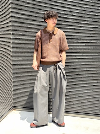 「soerte(ソエルテ)のMulti Color Jacquard Knit Polo / マルチカラージャガードニットポロ(ポロシャツ)」を使った、たいがさん(メンズ・172cm)の夏コーディネート