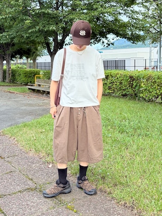 「UNDERSTATEMENTs（アンダーステイトメント）の【ユニセックス】バックロゴプリントソックス（ソックス/靴下）」を使った、たいがさん（メンズ・172cm）の夏コーディネート