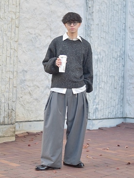 「soerte（ソエルテ）のアイテム（スラックス）」を使った、たいがさん（メンズ・172cm）の秋コーディネート