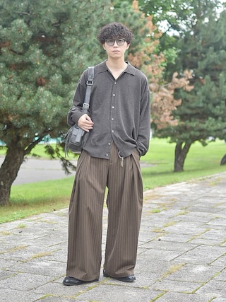 「SINSS（シンス）のKnit polo cardigan / ニットポロカーディガン（カーディガン/ボレロ）」を使った、たいがさん（メンズ・172cm）の秋コーディネート