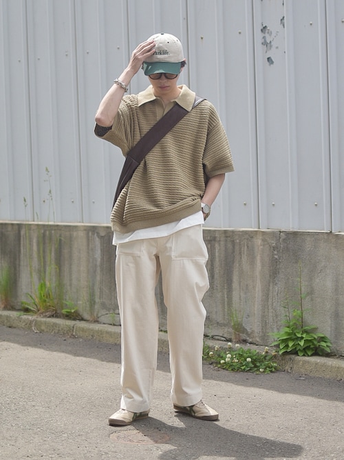 ベルテッドデニム　ワイドスラックス　デニムパンツ