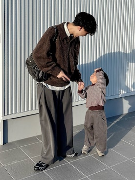 「アイテム（スラックス）」を使った、たいがさん（メンズ・172cm）の秋コーディネート