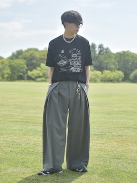 「アイテム（スラックス）」を使った、たいがさん（メンズ・172cm）の夏コーディネート
