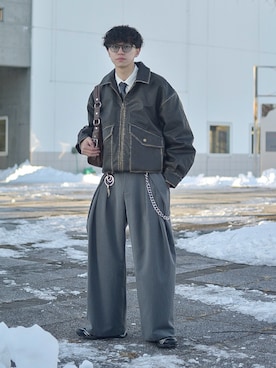 「アイテム（ウォレットチェーン）」を使った、たいがさん（メンズ・172cm）の冬コーディネート