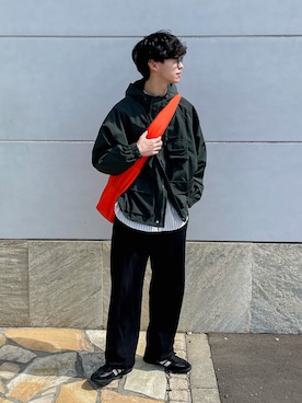 たいがさんの「Nylon gathered shoulder bag / ナイロンギャザーショルダーバッグ（撥水加工＆長さ調節可能）」を使ったコーディネート