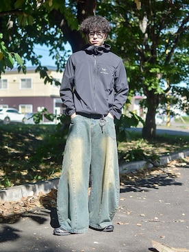 「ワイドパンツ」｜「アイテム（財布/小物）」を使った、たいがさん（メンズ・172cm）の秋コーディネート