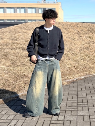 「LANDNESS（ランドネス）の【LANDNESS/ランドネス】MICRO RIB CARDIGAN/マイクロリブカーディガン（カーディガン/ボレロ）」を使った、たいがさん（メンズ・172cm）の春コーディネート