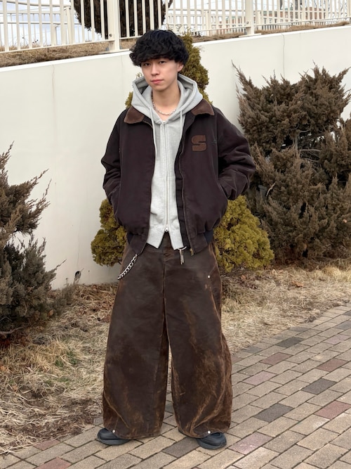 soerte ワイドパンツ ジーンズ Suede-Like Flocky Curve Denim 