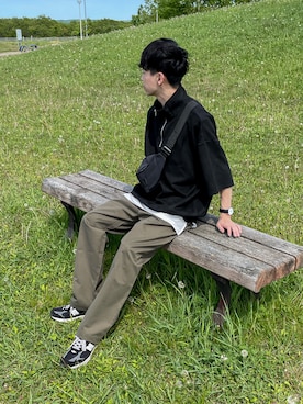 「RUUBON（ルーボン）のアイテム（ボディバッグ/ウエストポーチ）」を使った、たいがさん（メンズ・172cm）の夏コーディネート