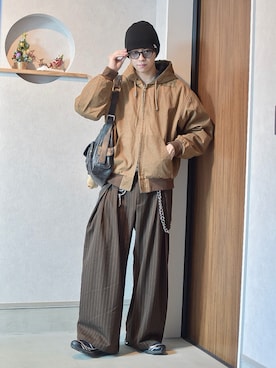 「アイテム（ニットキャップ/ビーニー）」を使った、たいがさん（メンズ・172cm）の秋コーディネート