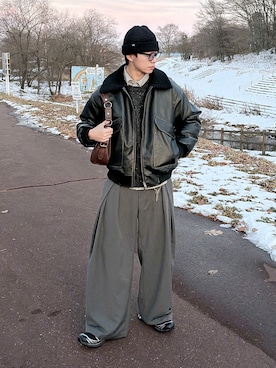 「アイテム（ニットキャップ/ビーニー）」を使った、たいがさん（メンズ・172cm）の冬コーディネート