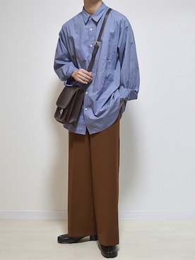 「DEVICE（デバイス）の【WEARISTA こーせ ×DEVICE コラボ】Rename フロントバックル ショルダーバッグ（ショルダーバッグ）」を使った、たいがさん（メンズ・172cm）の秋コーディネート