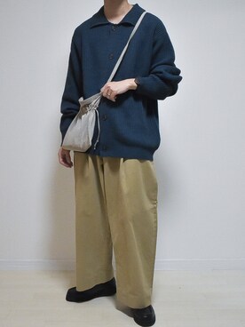 「STUDIO NICHOLSON（スタジオニコルソン）の【STUDIO NICHOLSON】 PEACHED COTTON VOLUME PLEAT PANTS（その他パンツ）」を使った、たいがさん（メンズ・172cm）の秋コーディネート