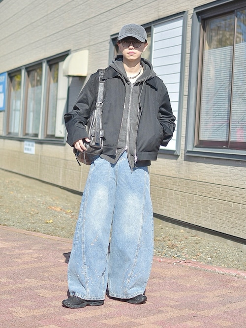 mushwear ジーンズ インクジェットウォッシュカーブデニム メンズ