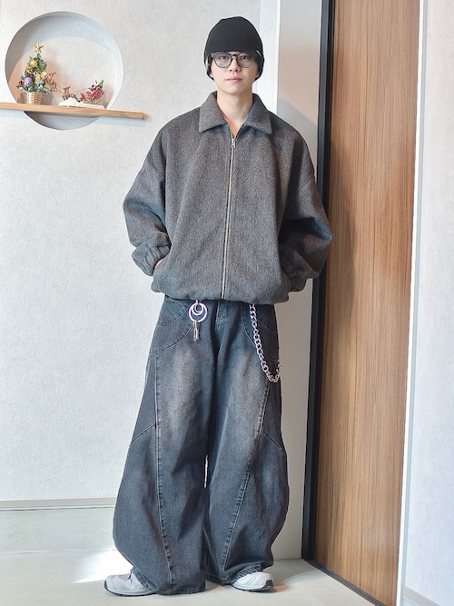 セール】【SLICK/スリック】Shaggy Melton Zip Up Blouson/シャギー