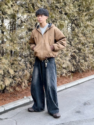 「SLICK(スリック)の【SLICK/スリック】Pigment Dye Padding Zip Parka/ピグメントダイパディングジップパーカー/ セットアップ(その他アウター)」を使った、たいがさん(メンズ・172cm)の冬コーディネート