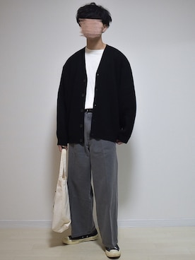 「RUUBON（ルーボン）のアイテム（カーディガン/ボレロ）」を使った、たいがさん（メンズ・172cm）の秋コーディネート